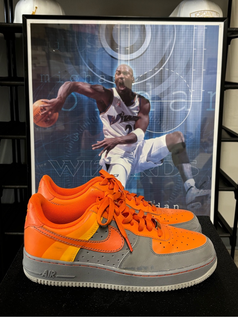 Size 9.5- Men’s Nike Air Force 1 Low Barkley Pack Orange Gray Yellow 317295-081
